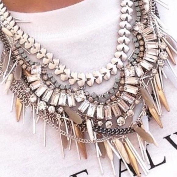 Stella & Dot | Vintage Belle Crystal + Silver Jeweled Necklace - Picture 2 of 9